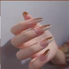 Two-tone Gradient Faux Nail Tips X24 - Brown & Off-white - One Size