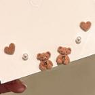 3 Pair Set: Flocking Animal / Heart / Bow / Faux Pearl Earring