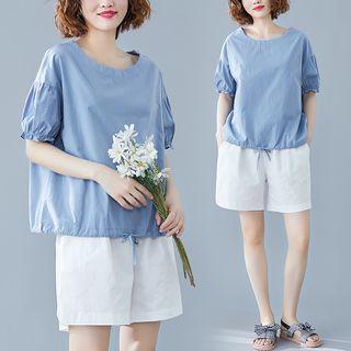 Set: Short-sleeve Crinkled Top + Shorts