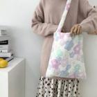 Flower Print Fleece Crossbody Bag Multicolor - One Size