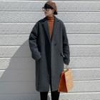 Long-sleeve Buttoned Plain Trench Coat