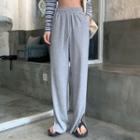 Slit Drawstring Sweatpants Gray - One Size