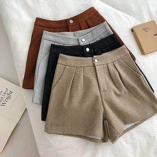 Plain High-waist Acrylic A-line Shorts