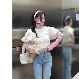 Short-sleeve Sweater Milky White - One Size