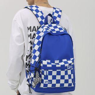 Set: Checkered Panel Backpack + Bag Charm