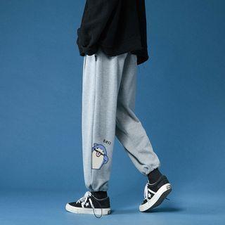 Cartoon Print Drawstring-cuff Sweatpants