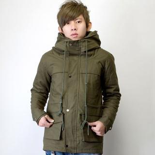 Plain Drawstring Pocket-accent Turtle-neck Coat