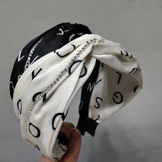 Lettering Rhinestone Fabric Criss Cross Headband