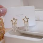 Star Alloy Faux Crystal Fringed Earring 1 Pair - Gold & White - One Size