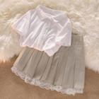 Short-sleeve Plain Polo-shirt / Lace Skirt (various Designs)