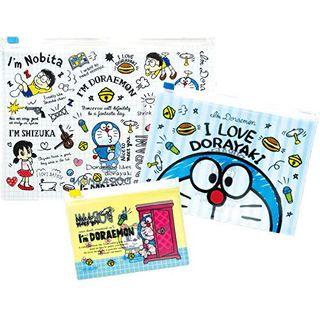 Set Of 3: Im Doraemon Clear Document Pouch (standard) One Size