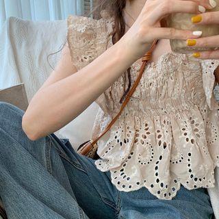 Sleeveless Pointelle Top Almond - One Size