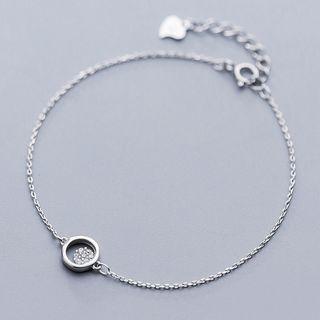 925 Sterling Silver Flower & Hoop Bracelet S925 Silver - Silver - One Size