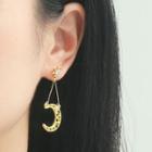 925 Sterling Silver Moon Dangle Earring 1 Pair - Earring - One Size