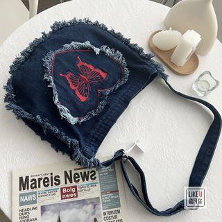 Denim Crossbody Bag Navy Blue - One Size