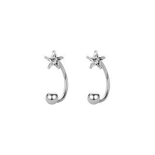 Star Bead Stud Earring 1 Pair - Silver - One Size