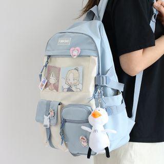 Mesh Panel Backpack / Brooch / Bag Charm / Set
