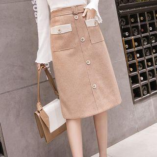 High Waist Pocketed A-line Skirt