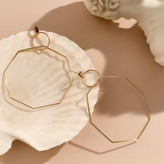 Hexagon Ear Stud 1170 - 1 Pair - Gold - One Size
