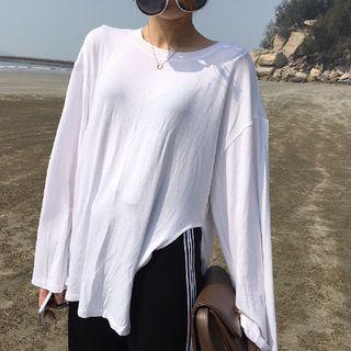 Split Side Long Sleeve Plain Tee