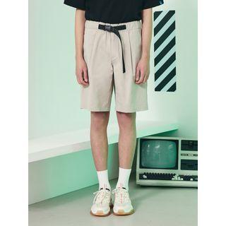 [r:lol] Couple Buckled-waist Pintuck-trim Shorts