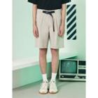 [r:lol] Couple Buckled-waist Pintuck-trim Shorts