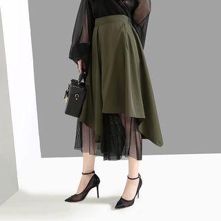 Asymmetrical Mesh Semi Skirt