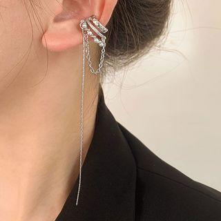 Faux Pearl Chained Alloy Cuff Earring