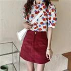 Puff-sleeve Floral Dotted Shirt
