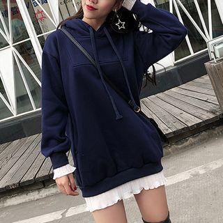 Mock Two-piece Contrast-trim Mini Hoodie Dress