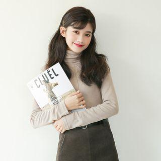 Plain Long Sleeve Turtleneck T-shirt