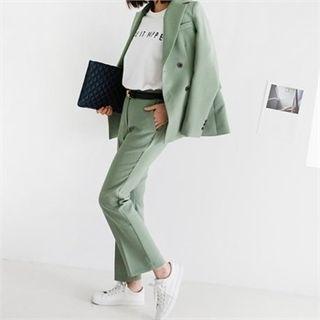 Set: Double-breasted Jacket + Straight-cut Pants