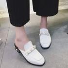 Faux Pearl Chunky Heel Loafer Mules