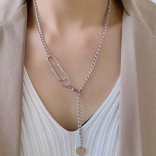 Paperclip Chain Necklace K112 - Silver - One Size