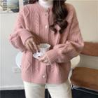 Long-sleeve Round-neck Cable Knit Sweater Cardigan