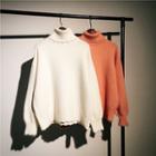 Scallop-hem Turtleneck Sweater