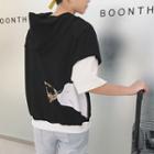 Mock Two Piece Cat Print Elbow Sleeve Hoodie