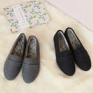 Faux-fur Lined Flannel Flats