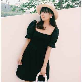 Short-sleeve Square-neck Mini A-line Dress