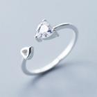 925 Sterling Silver Rhinestone Heart Open Ring S925 Sterling Silver - As Shown In Figure - One Size