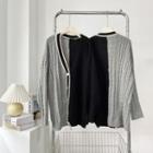 Cable Knit Cardigan White & Gray & Black - One Size