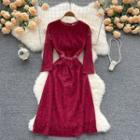 Round-neck Lace Long-sleeve Dress
