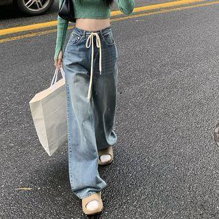 High Waist Wide Leg Jeans / Camisole Top / Shrug