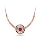 Retro Round Necklace With Red Cubic Zircon