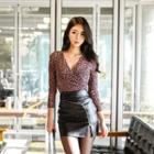 Wrap-front Glittered Leopard Top