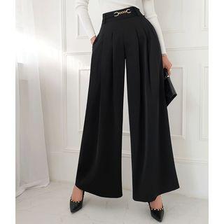 Pleated Culottes With Horsebit Belt