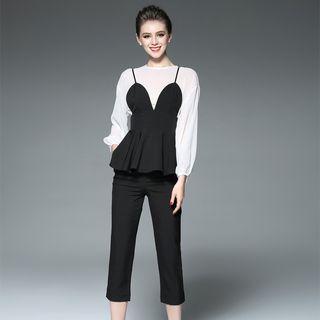 Set: Puff Top + Sleeveless Top + Cropped Pants