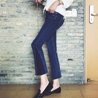 Panel Fray Boot-cut Jeans