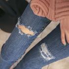 Distressed Semi Boot-cut Jeans