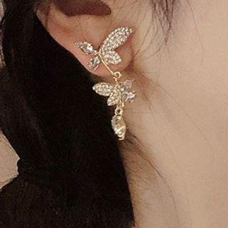 Butterfly Ear Stud 1 Pair - 925 Silver Needle - As Shown In Figure - One Size